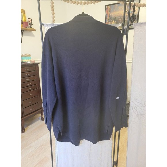 Rent the runway womens size medium Naadam dark navy blue button down cardigan - Picture 3 of 6